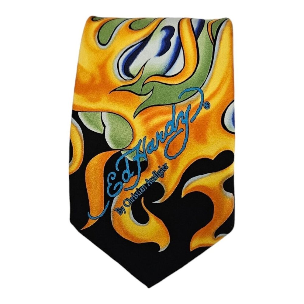 NWT ED HARDY Multicolored Art Silk Tie HANDMADE 59”/ 3.2’’
